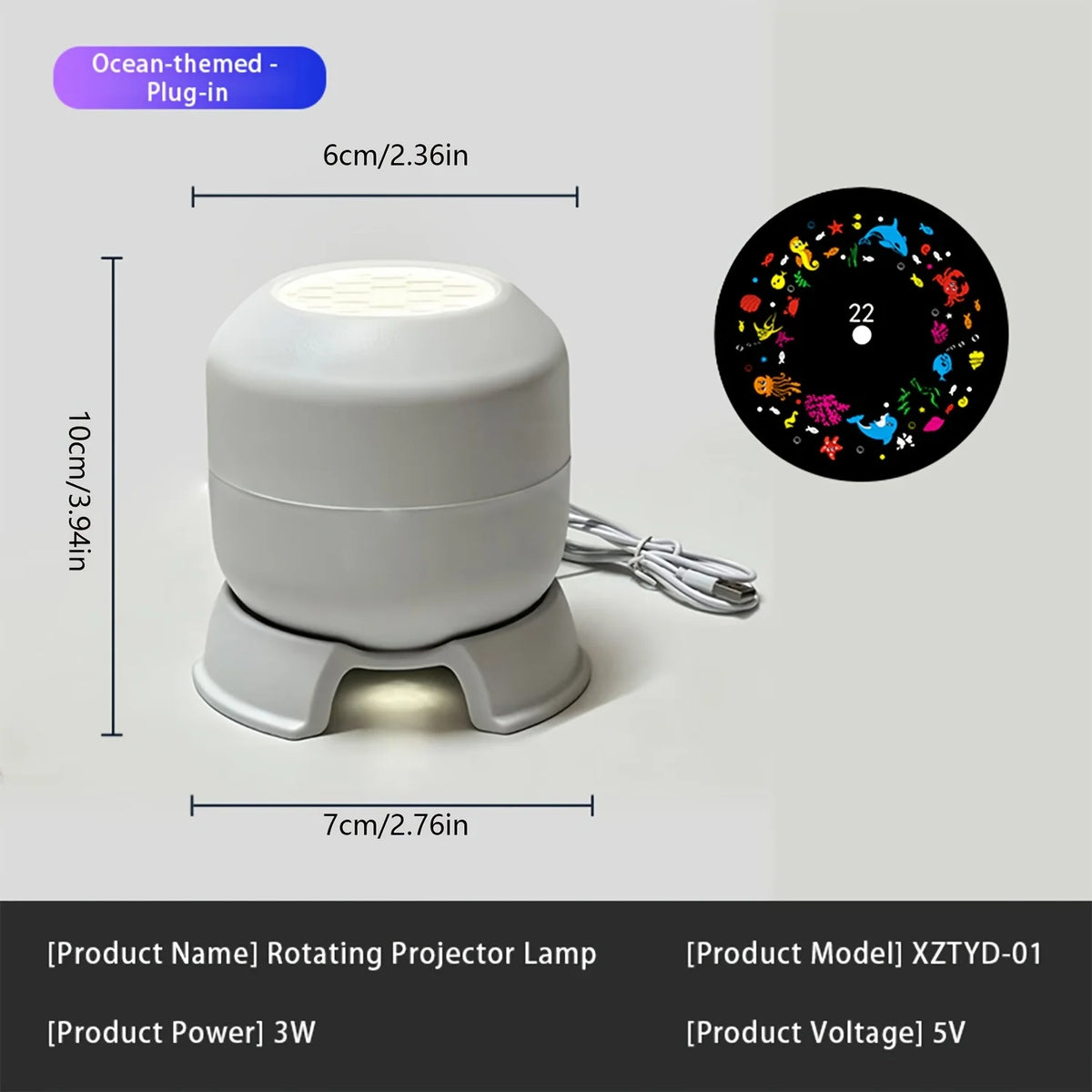 360° Rotating Starry Ocean Projector Night Light