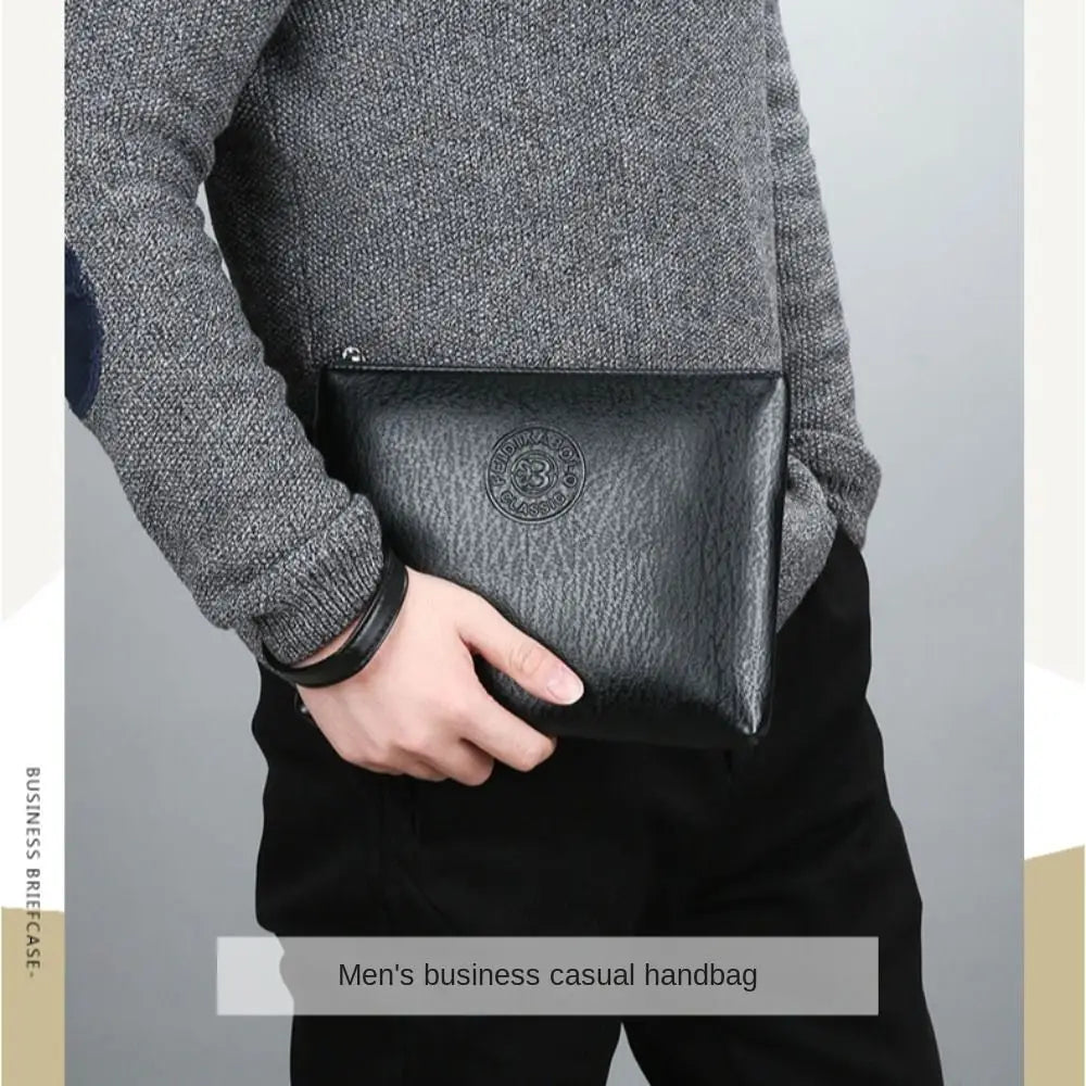 Men's PU Leather Clutch Bag with Large Capacity