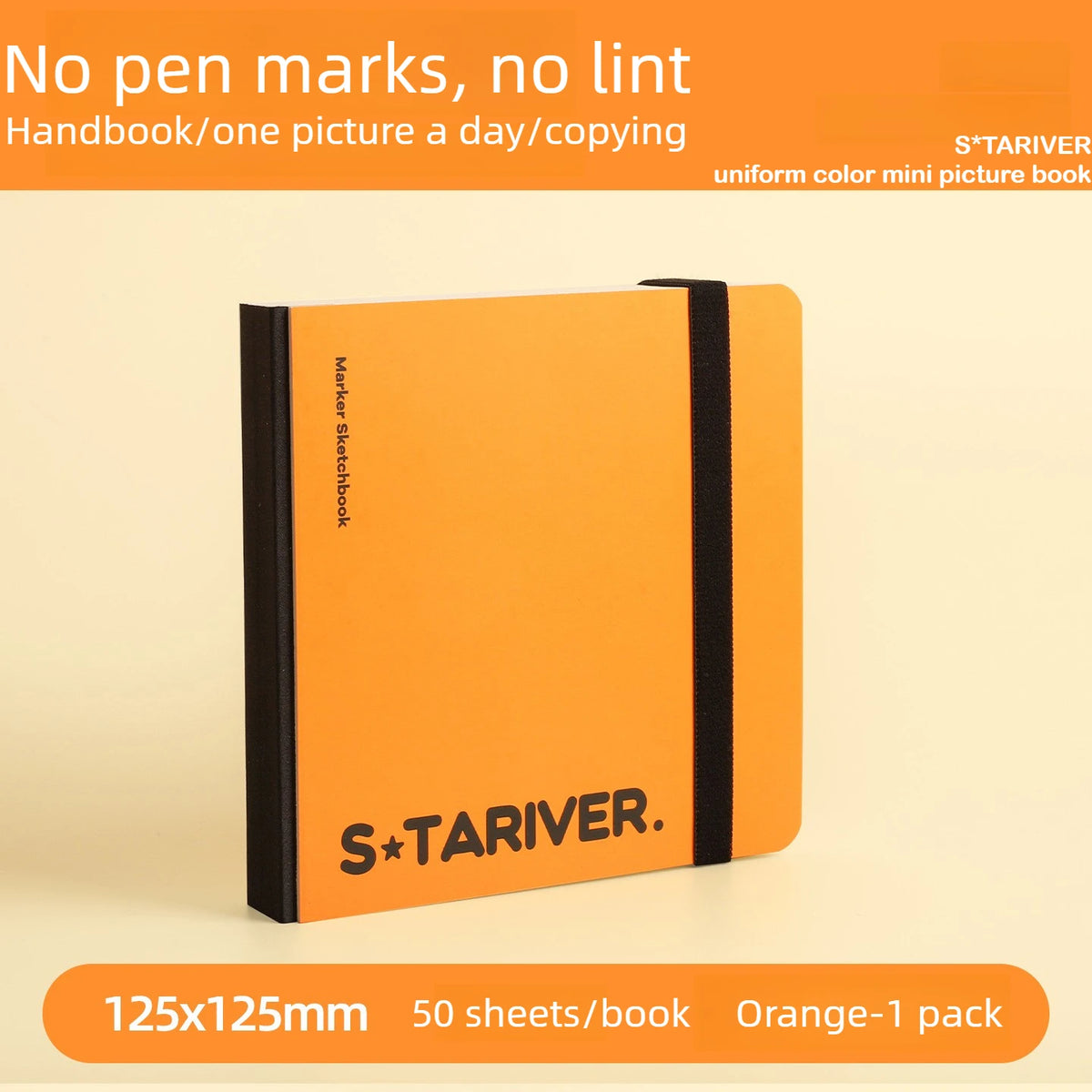Orange S*TARIVER handbook with a black cover and black binding, showing 50 sheets per book.