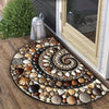 Half Circle Flower Print Non-Slip Entryway Mat