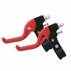Red and black universal bike V-brake levers with ergonomic grips