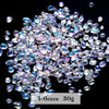 A pile of translucent blue and purple decorative stone pebbles, measuring 4-6mm and weighing 30g.