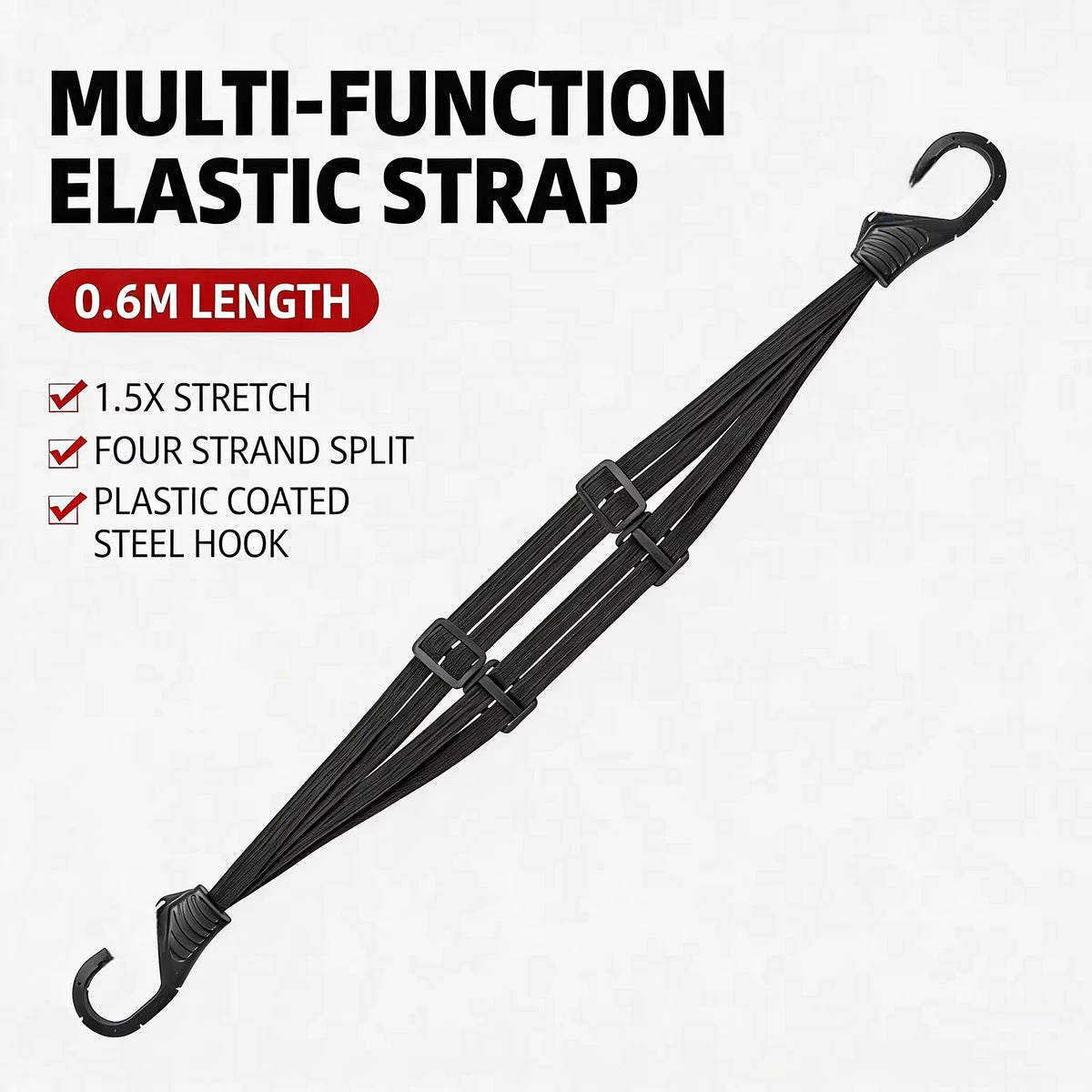 Heavy-Duty Motorcycle Luggage Strap with Elastic Helmet Net