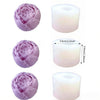 A set of silicone molds shaped like lotus flowers, shown in purple and white, for resin and craft projects.