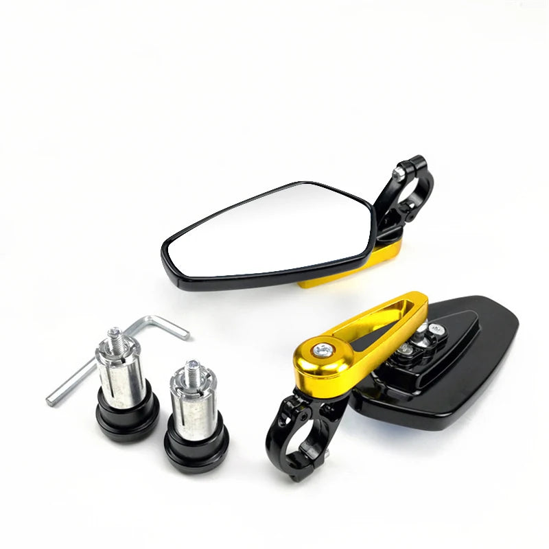 Universal 22mm Motorcycle Bar End Mirrors - 360° Adjustable Pair