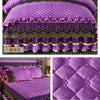 Crystal Velvet Gold Lace Bed Skirt with Anti-Slip Base