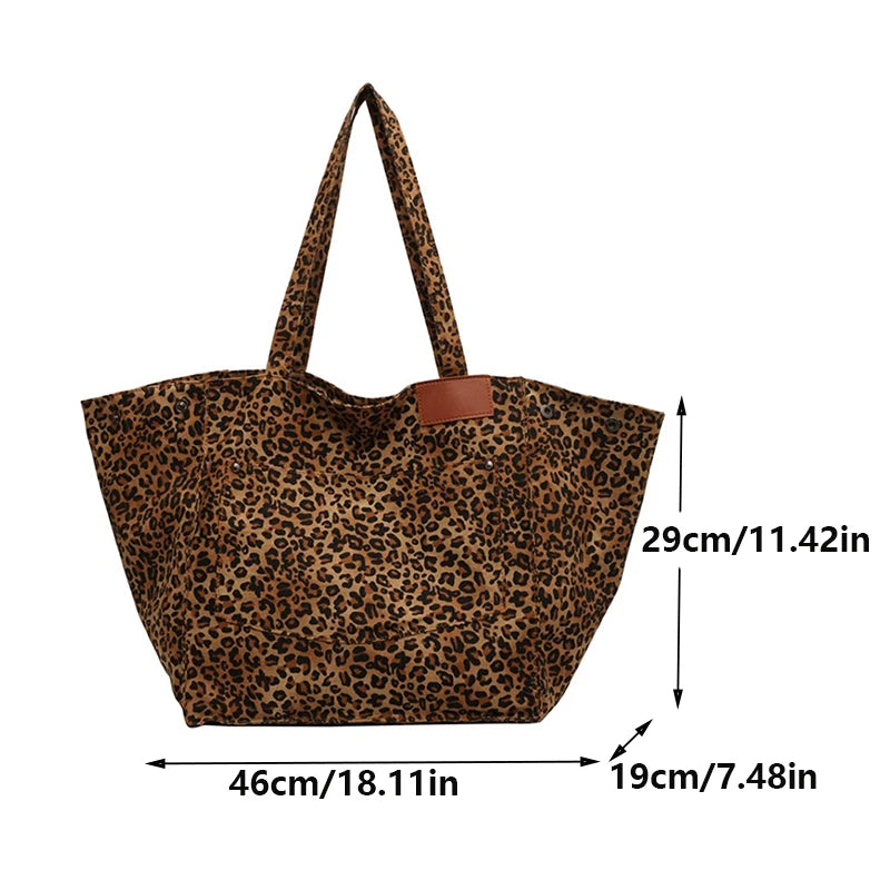 Vintage Leopard Print Canvas Tote Bag