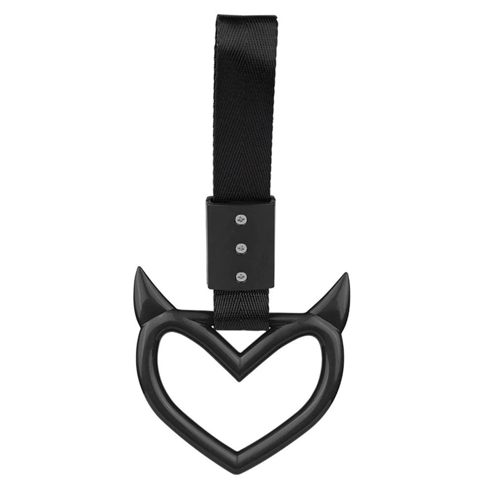 Black JDM Tsurikawa ring drift handle with a black strap.