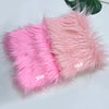 Two fluffy pink faux fur fabrics labeled 30 and 06 are displayed on a white background.