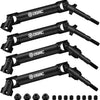 Set of heavy-duty steel CVD drive shafts for 1/10 RC trucks, black color.
