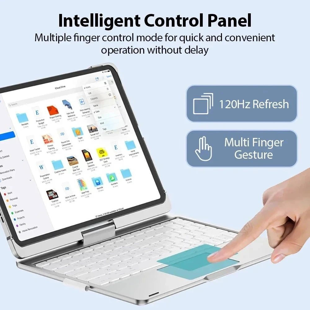 Backlit 360° Rotatable Keyboard Case for iPad with Pencil Holder