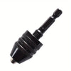 Black quick-change hex shank drill chuck with a round handle