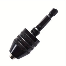 Black quick-change hex shank drill chuck with a round handle