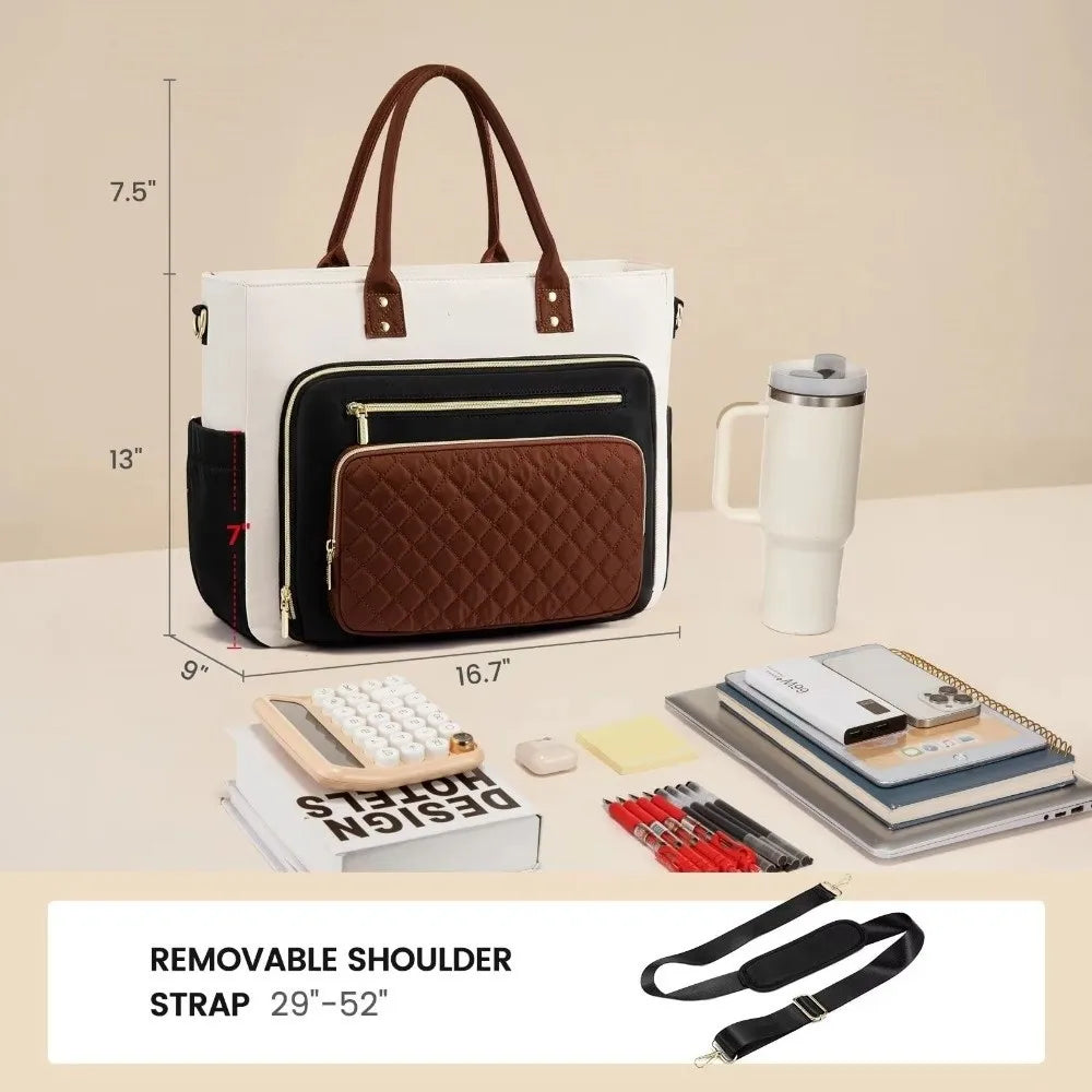 Versatile Water-Resistant Tote Bag with Laptop Sleeve and Cup Holder