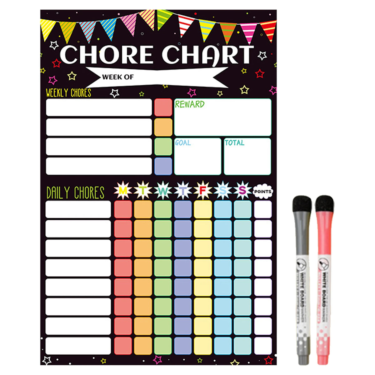 Magnetic Chore Chart for Kids with Dry-Erase Surface