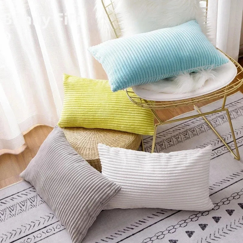 Soft Corduroy Striped Throw Pillow Cover