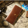 Vintage Leather Long Bifold Wallet with Snap Closure