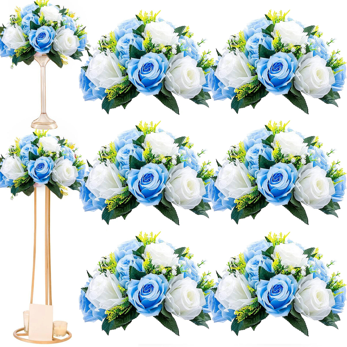 Set of 6 Silk Rose Flower Balls for Wedding & Event Decor
