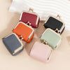 Genuine Leather Kiss Lock Coin Purse with Key Ring