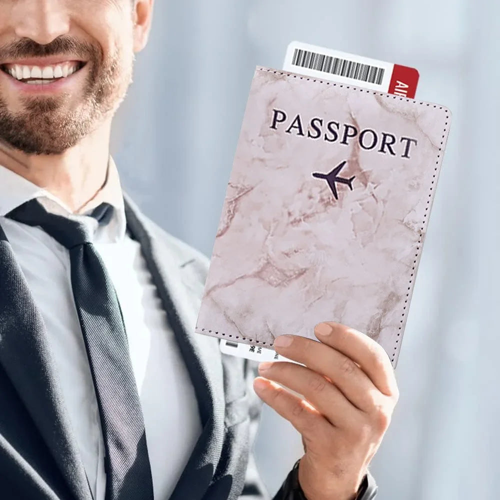 Embroidered Letter Passport Holder with Card Pocket