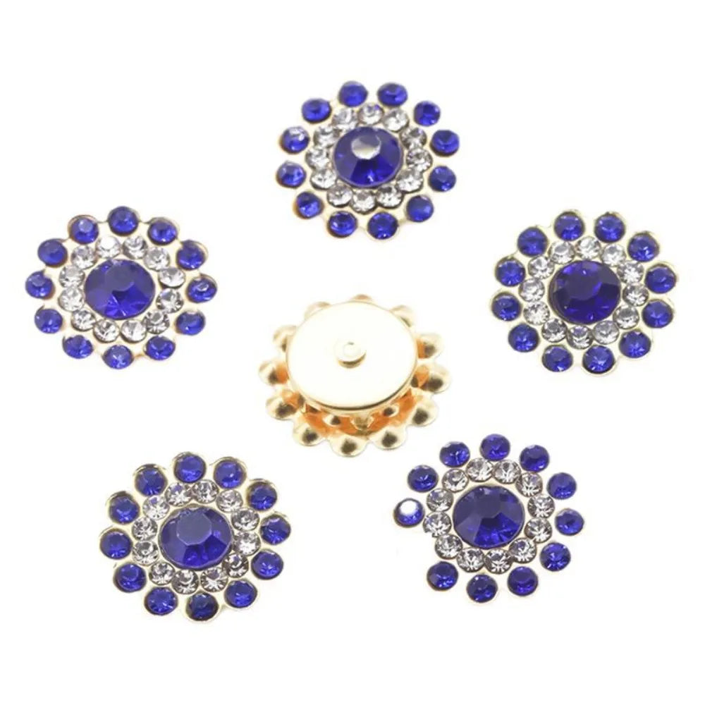 A set of multicolor sew-on flower rhinestones in a 50-pack, featuring various sizes and colors.