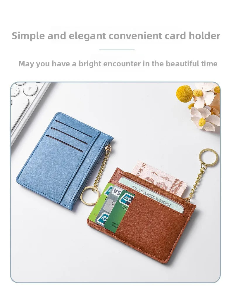Slim Zippered Card Wallet for Women - Compact Multi-Slot Purse