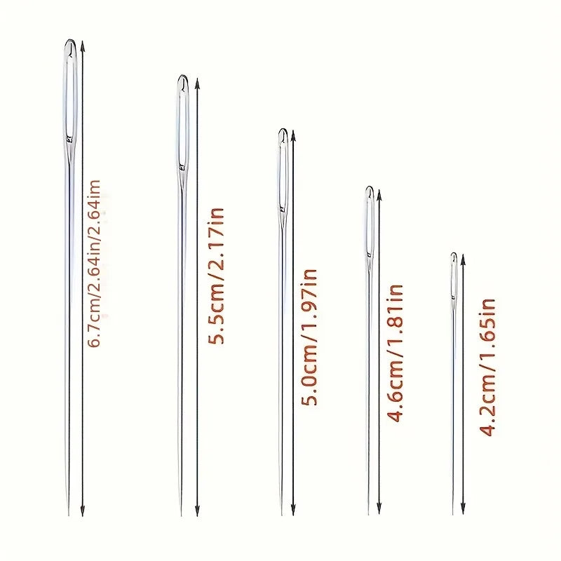 Stainless Steel Sewing Needles with Large Eyes for Yarn & Leather (40-Piece Set)
