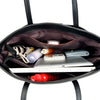 Genuine Leather Tote Bag with Multiple Pockets &amp; Zipper Closure