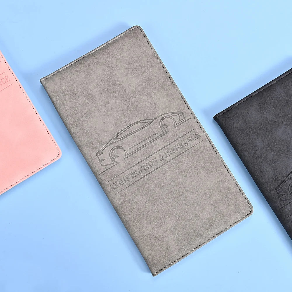 Car Registration & Insurance Card Holder – Leather Document Organizer for Glove Box