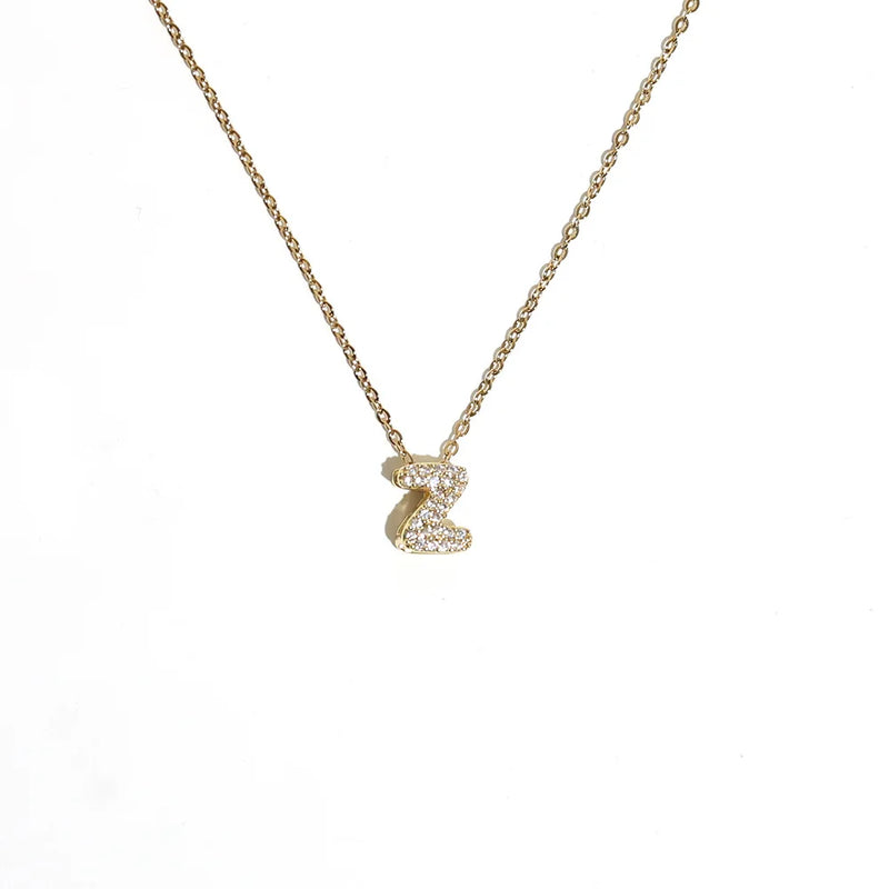 Initial Letter Pendant Necklace with Cubic Zirconia