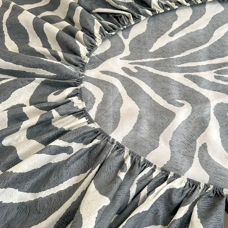 Zebra Print Fitted Bed Sheet with Elastic Edge