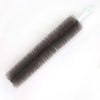 A black bendable fan duster brush with a long handle used for cleaning vents, blinds, and furniture.