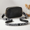 Quilted Crossbody Camera Bag with Wide Letter Strap