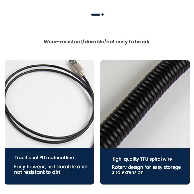 Retractable Coiled USB Cable for Mechanical Keyboards