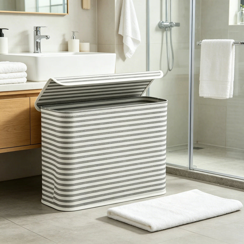 Panier de rangement en tissu pliable pour papier toilette avec couvercle