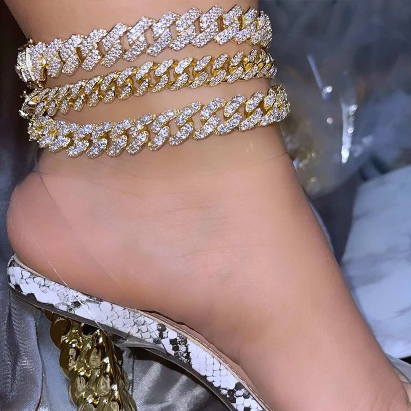 Iced-Out Cuban Link Anklet
