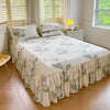 Floral Bed Skirt Set with Anti-Slip Mattress Cover