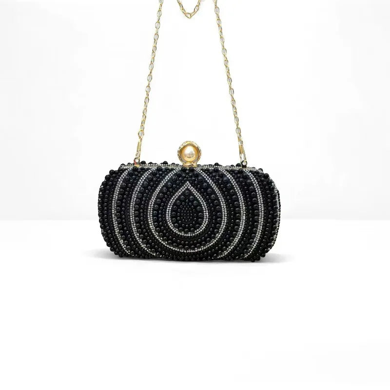 Luxury Pearl And Crystal Evening Clutch Purse