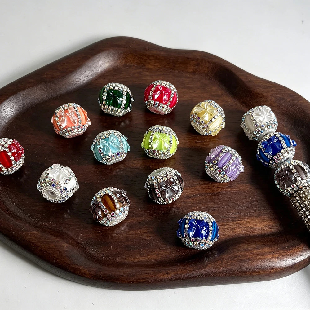 Acrylic Bow Rhinestone Beads for Jewelry Making - 50 Pieces