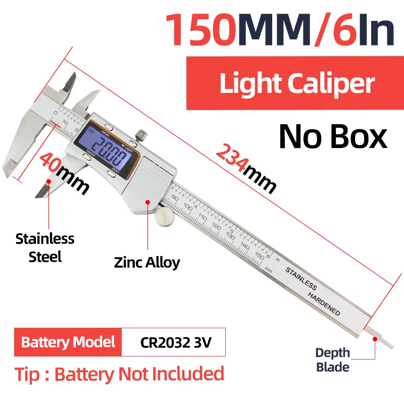 Stainless Steel Digital Caliper with LCD Display