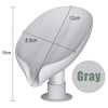 A gray leaf-shaped suction cup soap dish with a self-draining tray shown from the side.