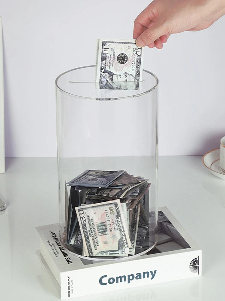 Clear Acrylic Piggy Bank for Adults and Kids