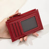 Slim Leather Card Holder Wallet with Secure Zipper