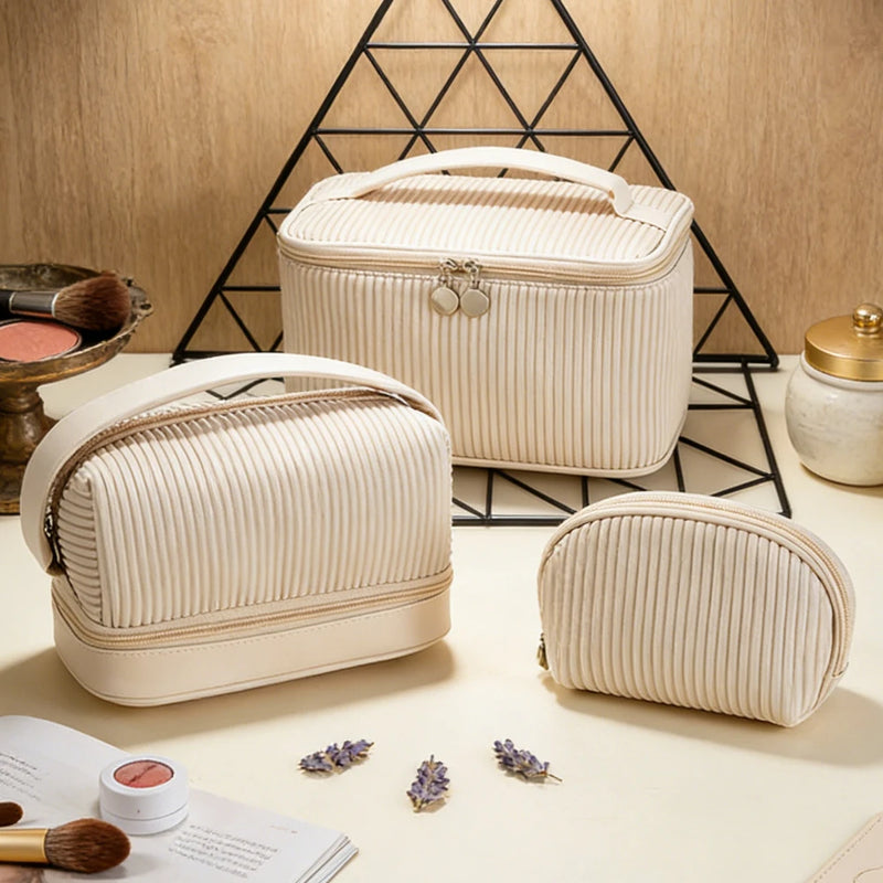 3-Piece PU Leather Makeup Bag Set