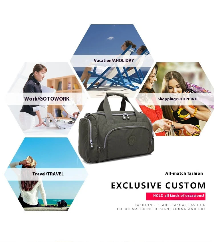 Lightweight Nylon Travel Duffle Bag for Women