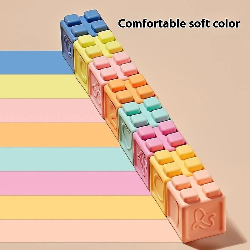 Soft Rubber Building Blocks Set for Babies – Safe, Chewable, and Educational Sensory Toy