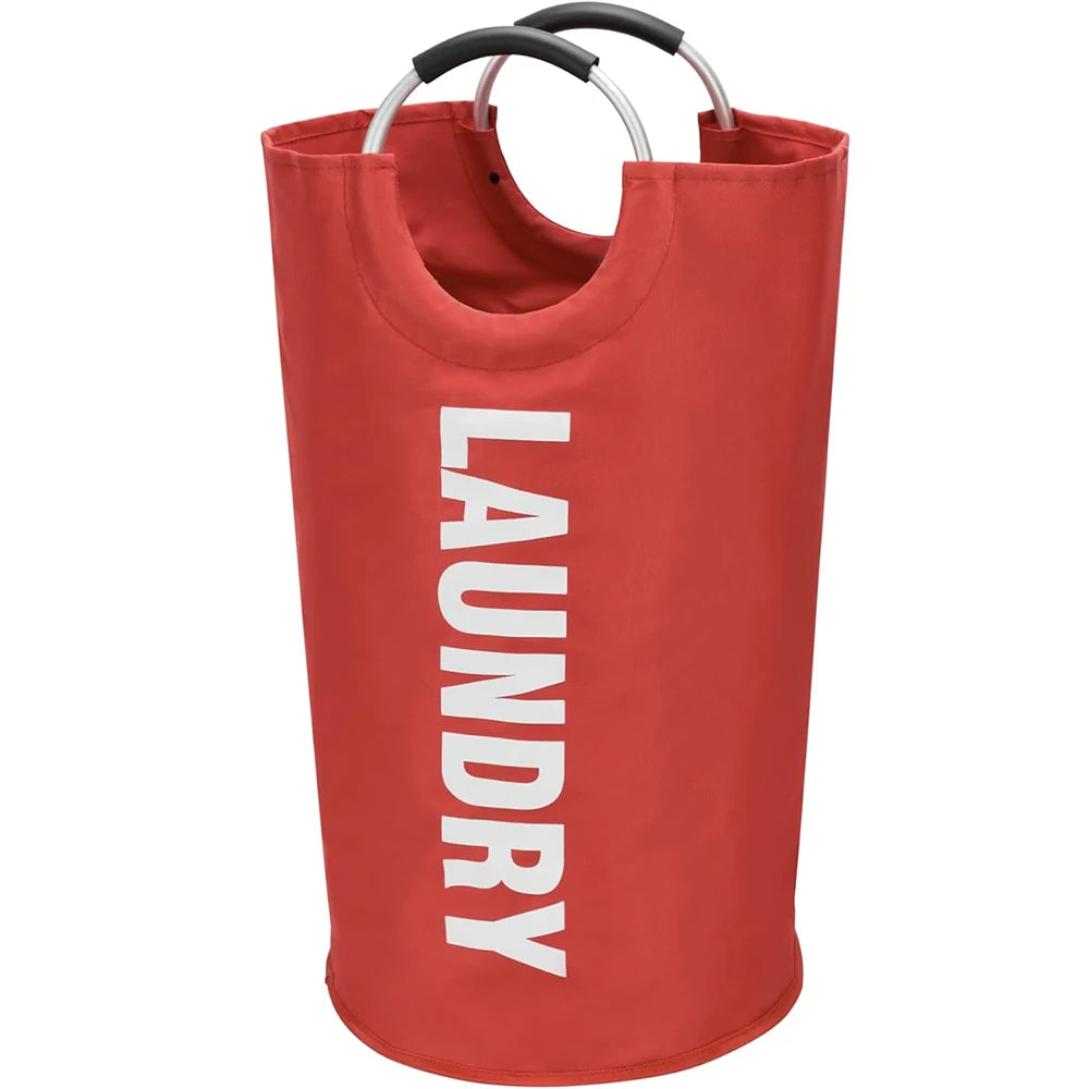 A large, collapsible, waterproof laundry basket in a solid terracotta orange color.
