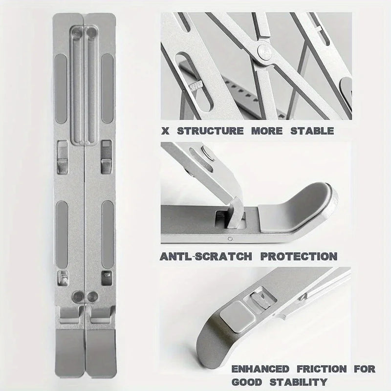 Adjustable Aluminum Laptop Stand - 6 Height Settings for 8-16" Laptops