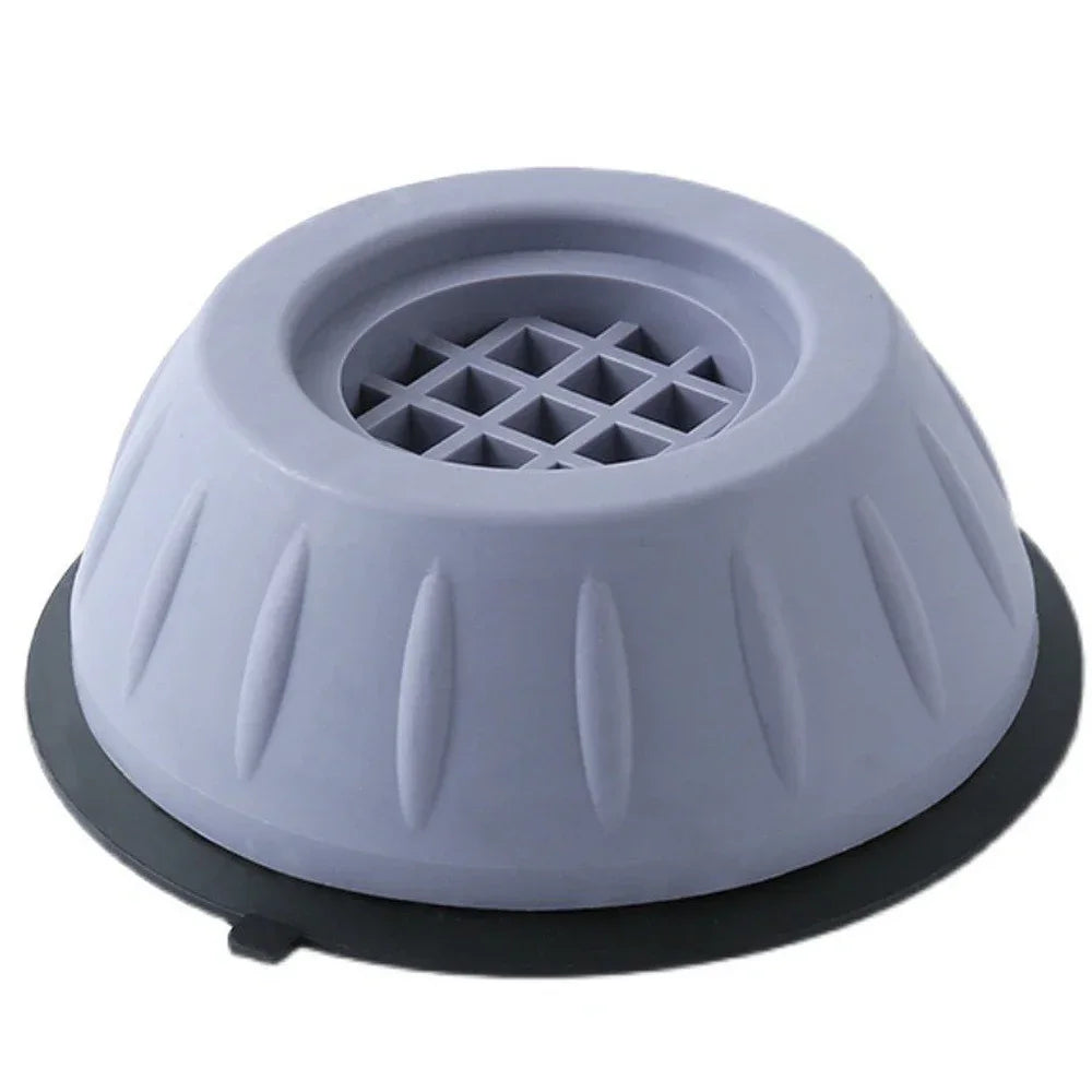 Gray silicone anti-vibration pads with a grid pattern for washing machines, dryers, and furniture