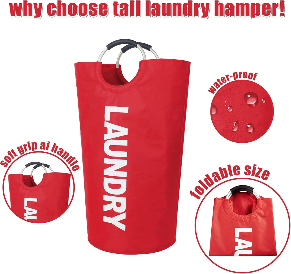 Collapsible Laundry Hamper with Padded Handles